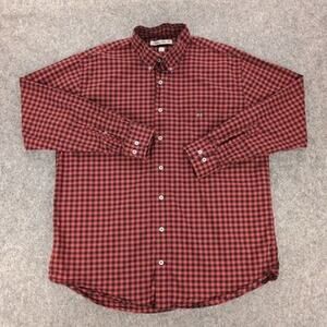 Southern Point Co Shirt Mens Large Red Check Button Down Cotton Dog Embroidery